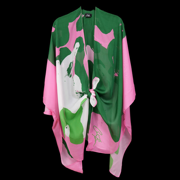 Pink Green Organic II Cape Kimono