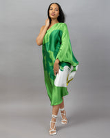 Two Greens Organic II One Shoulder Kaftan Dress