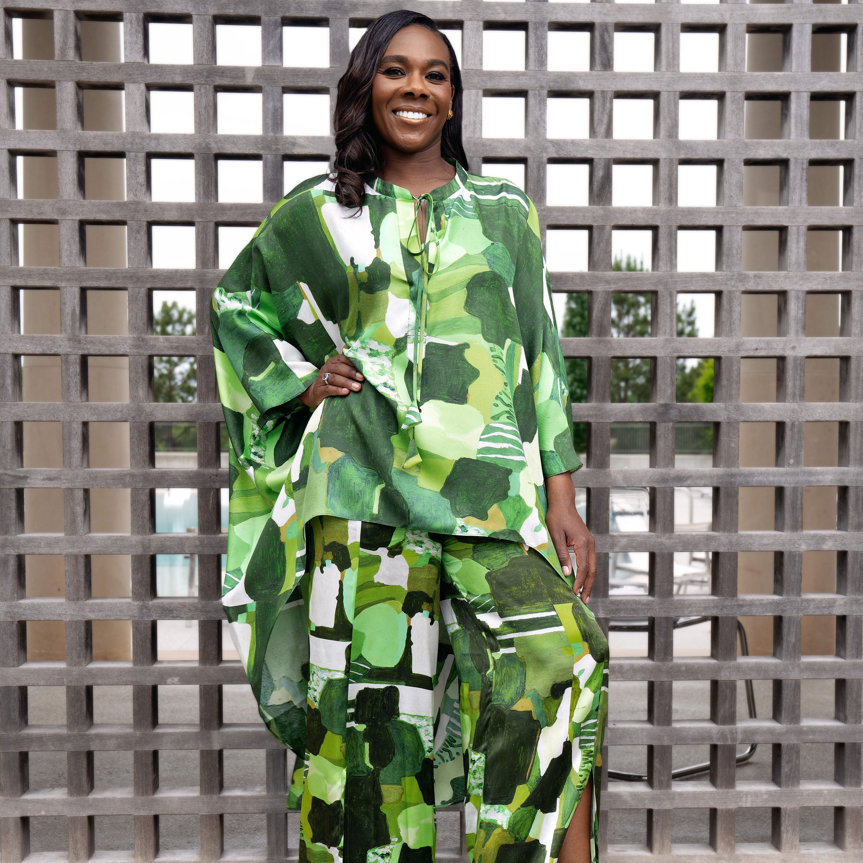 Green Vineyard Fields Batwing High Low Tunic – Cedric Brown Collection