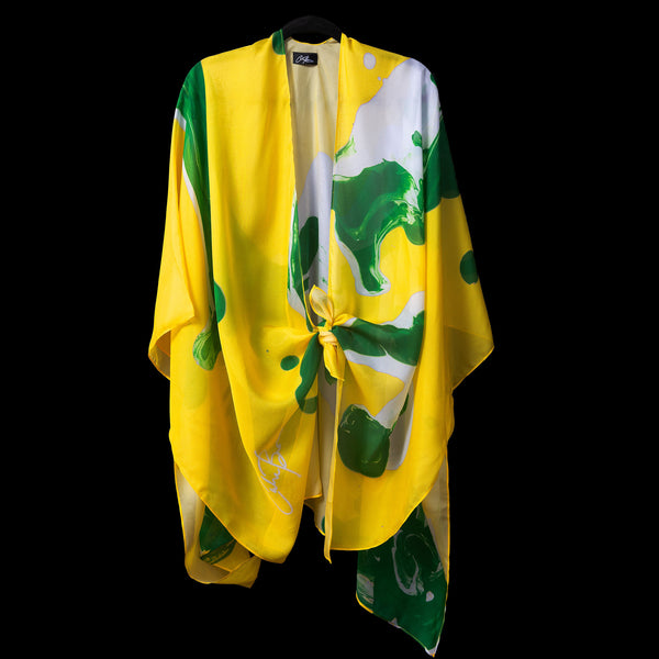 Yellow Green Marble Cape Kimono
