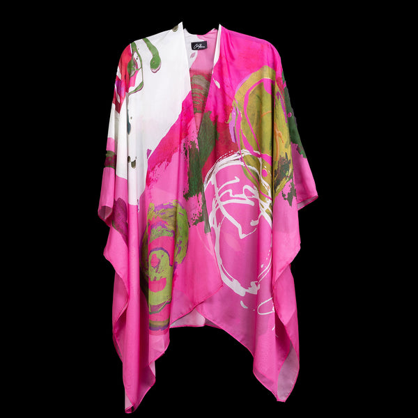 Pink Multi Floral Expression Cape Kimono