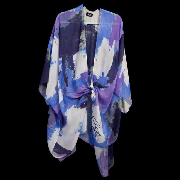 Purple and Two Blues Cape Kimono
