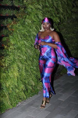 Blue Pink Blocks Slip Dress