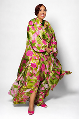 Lime Green Pink Ivy Fields Raglan Duster