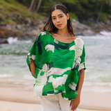 Green White Paint Strokes RV Boatneck Oversized Top