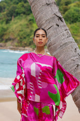 Pink Green White Checker Board  Puncho Top