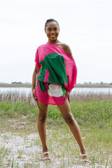 Pink Green Organic II Boatneck Mini Dress