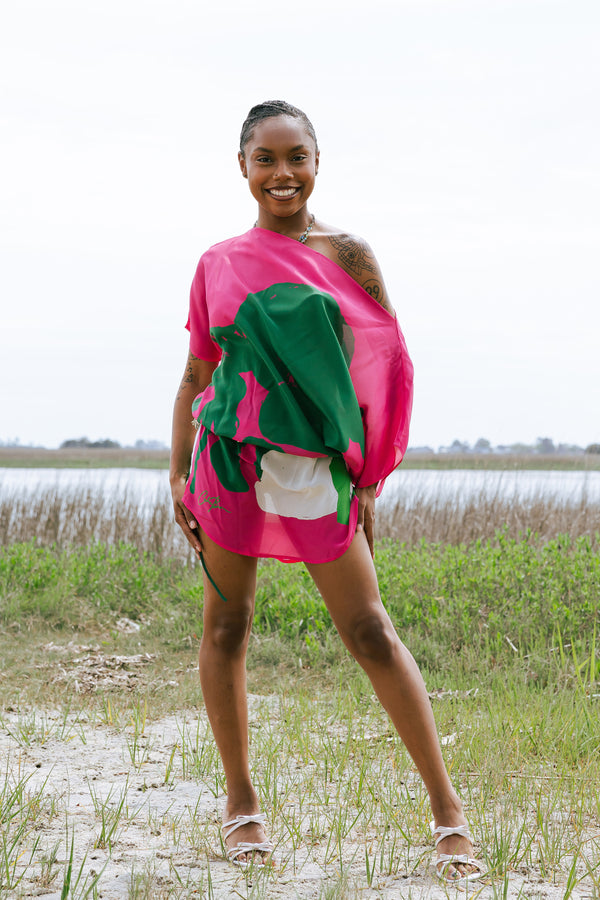 Pink Green Organic II Boatneck Mini Dress