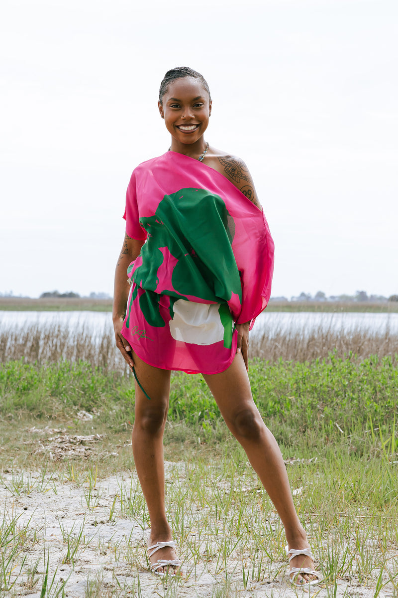 Pink Green Organic II Boatneck Mini Dress