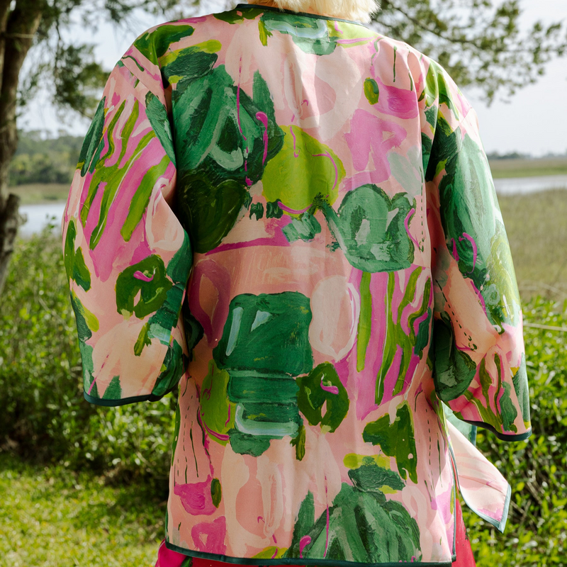 Pink Seashells Silk Cardigan