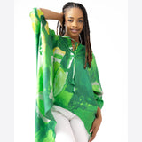 Green Gold Abstract II Batwing High Low Tunic