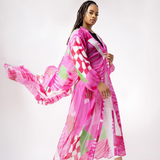 Pink Green White Checker Board Raglan Duster
