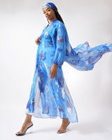 Blue Navy Wall Splash Raglan Duster