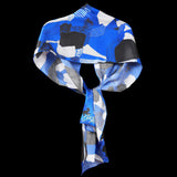 Blue White Black Dots and Stripes Oblong Scarf