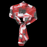 Red White Black Dots and Stripes Oblong Scarf