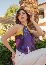 Yellow Ochre Purple Tropical Objects Scarf