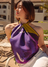 Yellow Ochre Purple Tropical Objects Scarf
