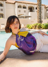 Yellow Ochre Purple Tropical Objects Scarf