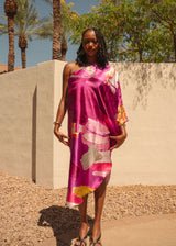 Purple Orange Abstract II One Shoulder Kaftan Dress
