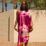 Purple Orange Abstract II One Shoulder Kaftan Dress