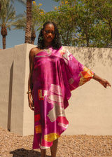 Purple Orange Abstract II One Shoulder Kaftan Dress