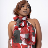 Red White Black Dots and Stripes Oblong Scarf