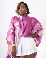 Purple Orange Abstract II Batwing High Low Tunic
