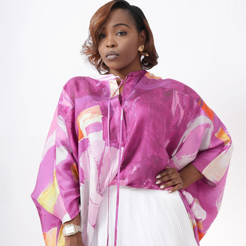 Purple Orange Abstract II Batwing High Low Tunic – Cedric Brown