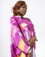 Purple Orange Abstract II Batwing High Low Tunic