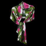 Green Pink White Dots and Stripes Oblong Scarf
