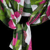 Green Pink White Dots and Stripes Oblong Scarf