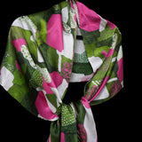 Green Pink White Dots and Stripes Oblong Scarf