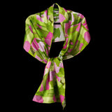 Lime Green Pink Ivy Fields Oblong Scarf