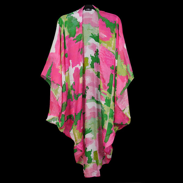 Pink Green Cactus Camo BW Kimono