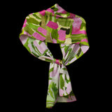 Lime Green Pink Ivy Fields Oblong Scarf
