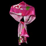 Pink Green White Checker Board Oblong Scarf