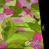 Lime Green Pink Ivy Fields Oblong Scarf
