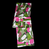 Green Pink White Dots and Stripes Oblong Scarf