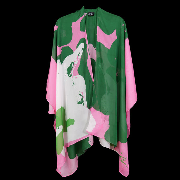 Pink Green Organic II Cape Kimono