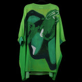 True Green Tropical Objects Kaftan Dress W/ Cuff