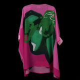 Pink Green Tropical Objects Kaftan Dress W/ Cuff