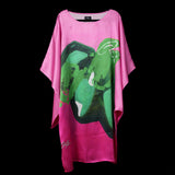 Pink Green Tropical Objects Dolman Sleeve Dress