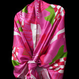Pink Green White Checker Board Wrap Scarf