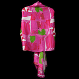 Pink Green White Checker Board Wrap Scarf