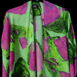 Green Magenta Blocks Cape Kimono
