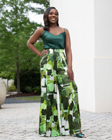 Green Vineyard Fields Palazzo Pants W/ Slit