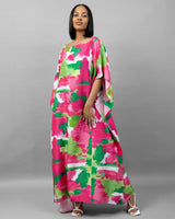 Pink Green Cactus Camo Asymmetrical Long Kaftan