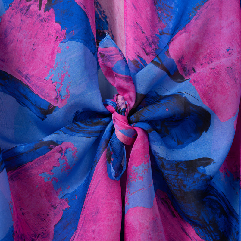 Blue Pink Blocks Cape Kimono