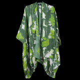 Green Silver Wall Splash Cape Kimono