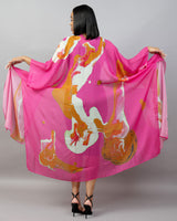 Orange Pink Marble Kimono Duster